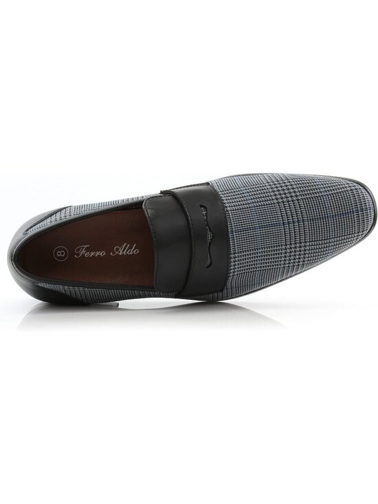 Men\'s Grey Plaid Synthetic Classic Penny Loafers & Slip-On Dress Shoes main image 4